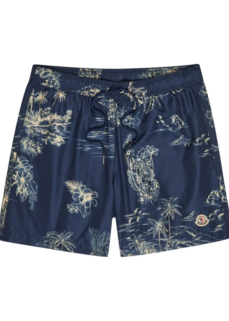 Floral-print nylon swim shorts