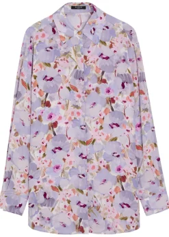 Floral-print silk shirt