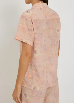 Floral-print silk shirt