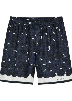 Floral-print silk shorts