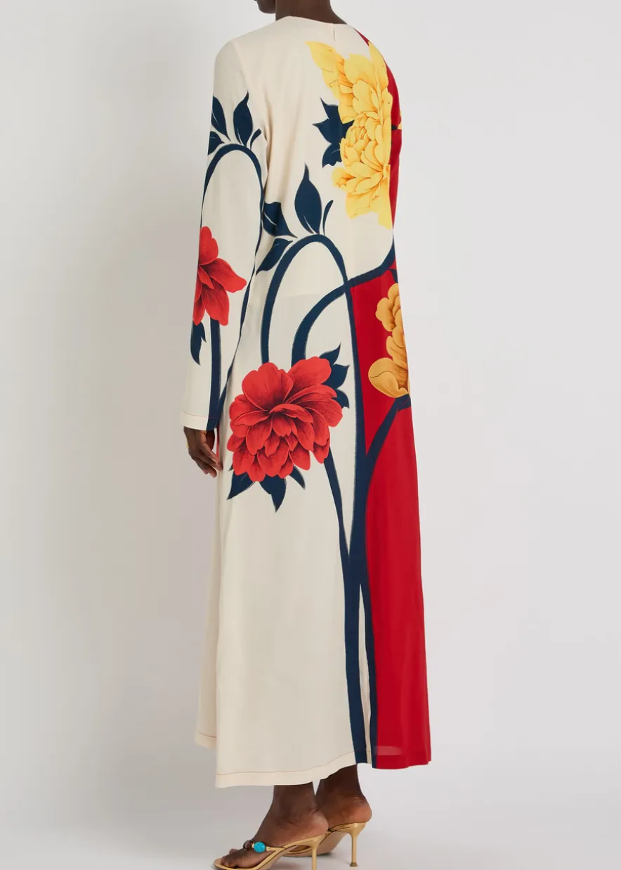 Floral-print stretch-crepe midi dress