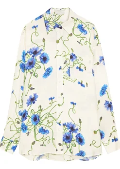 Floral print textured satin shirt