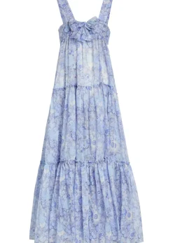 Floral-print tiered cotton midi dress