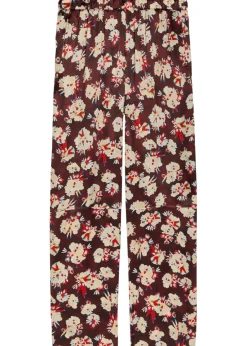 Floral-print wide-leg silk trousers