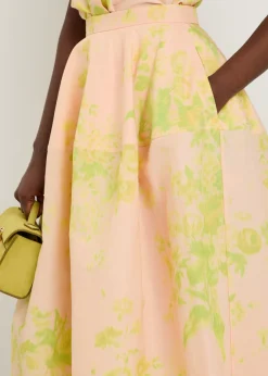 Floral-print woven midi skirt