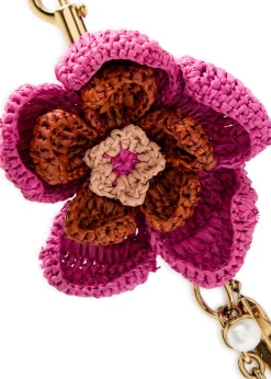Floral raffia and metal key chain