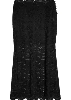 Floral stretch-guipure lace midi skirt