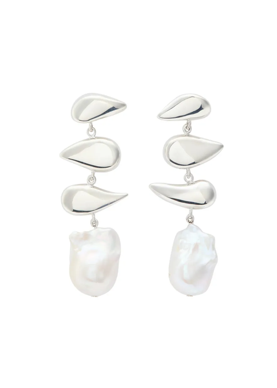 Flora pearl-embellished sterling silver drop earrings