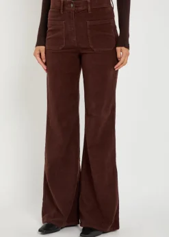 Florence flared-leg brushed stretch-cotton trousers