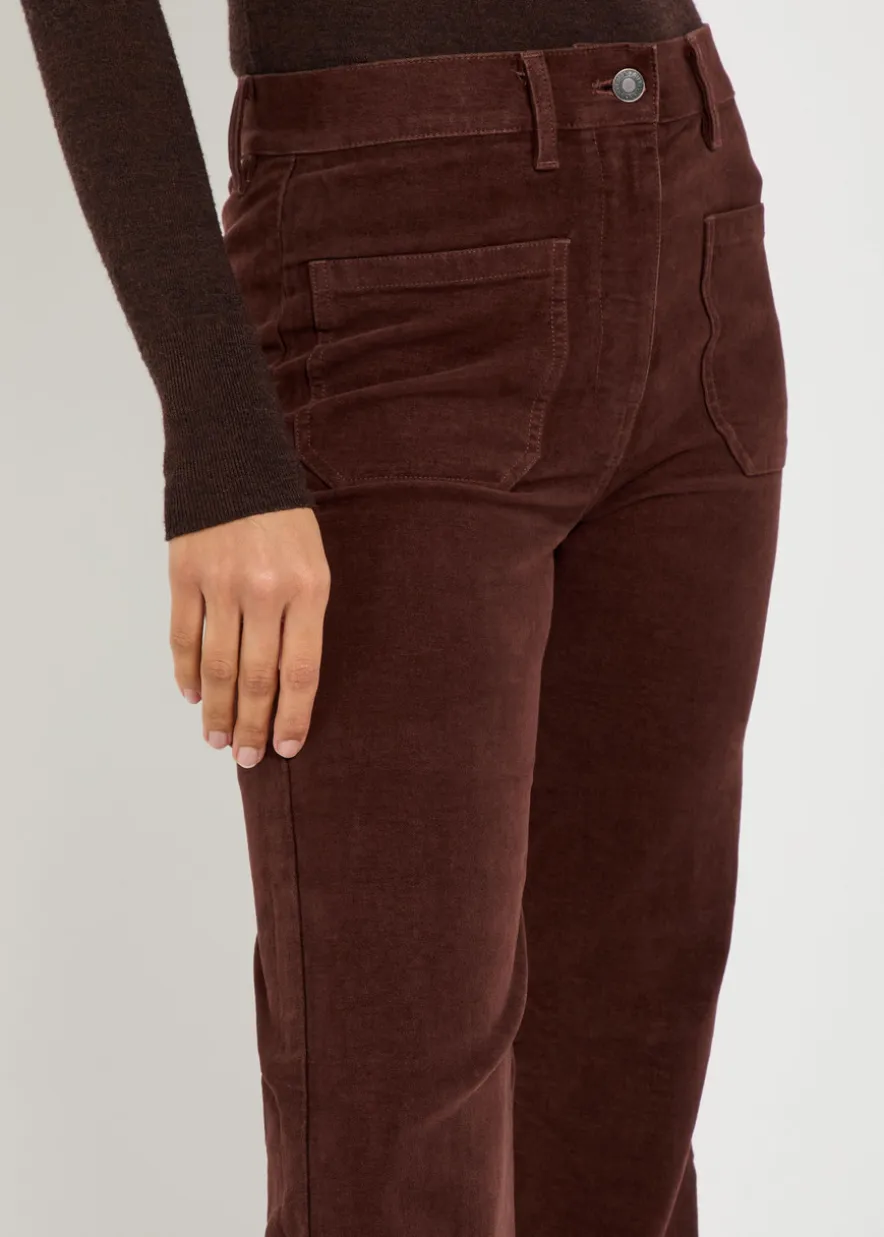 Florence flared-leg brushed stretch-cotton trousers