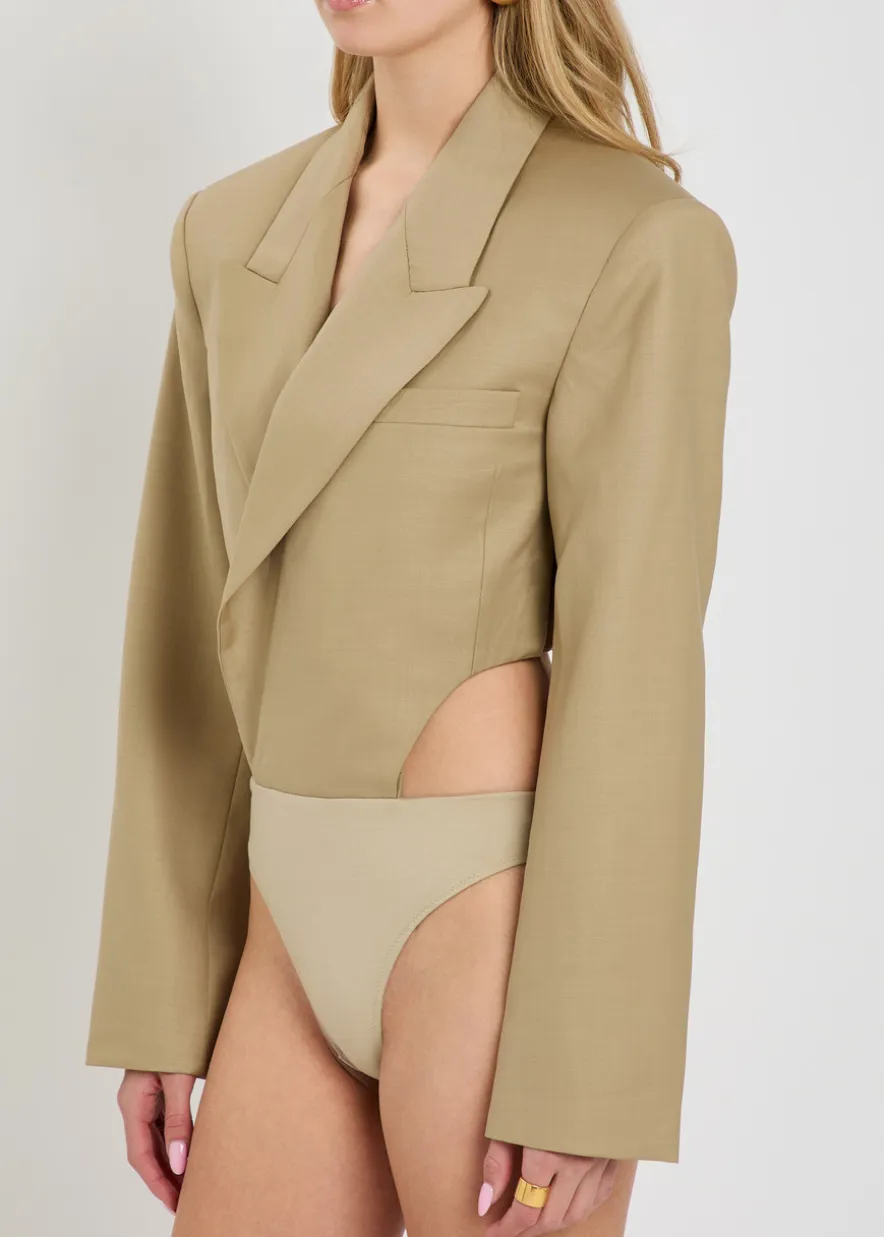 Florina blazer-effect wool-blend bodysuit