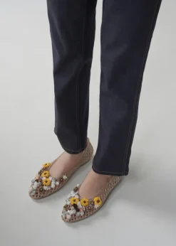 Flower-embellished jelly ballet flats