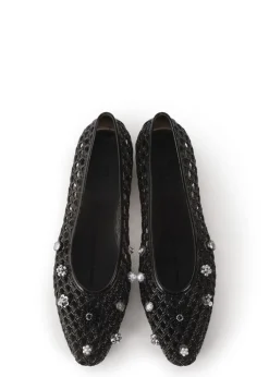 Flower-embellished jelly ballet flats