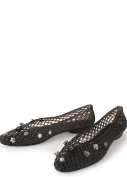 Flower-embellished jelly ballet flats