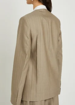 Folded-collar double-breasted wool jacket