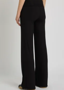 Fold over flared-leg stretch-modal trousers