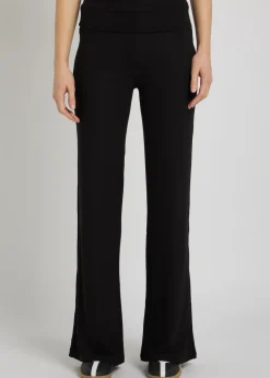 Fold over flared-leg stretch-modal trousers