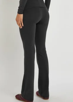 Foldover stretch-cotton pants