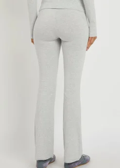 Foldover stretch-cotton pants