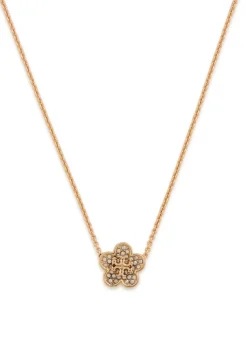 Forget Me Not floral pavé 18kt gold-plated necklace
