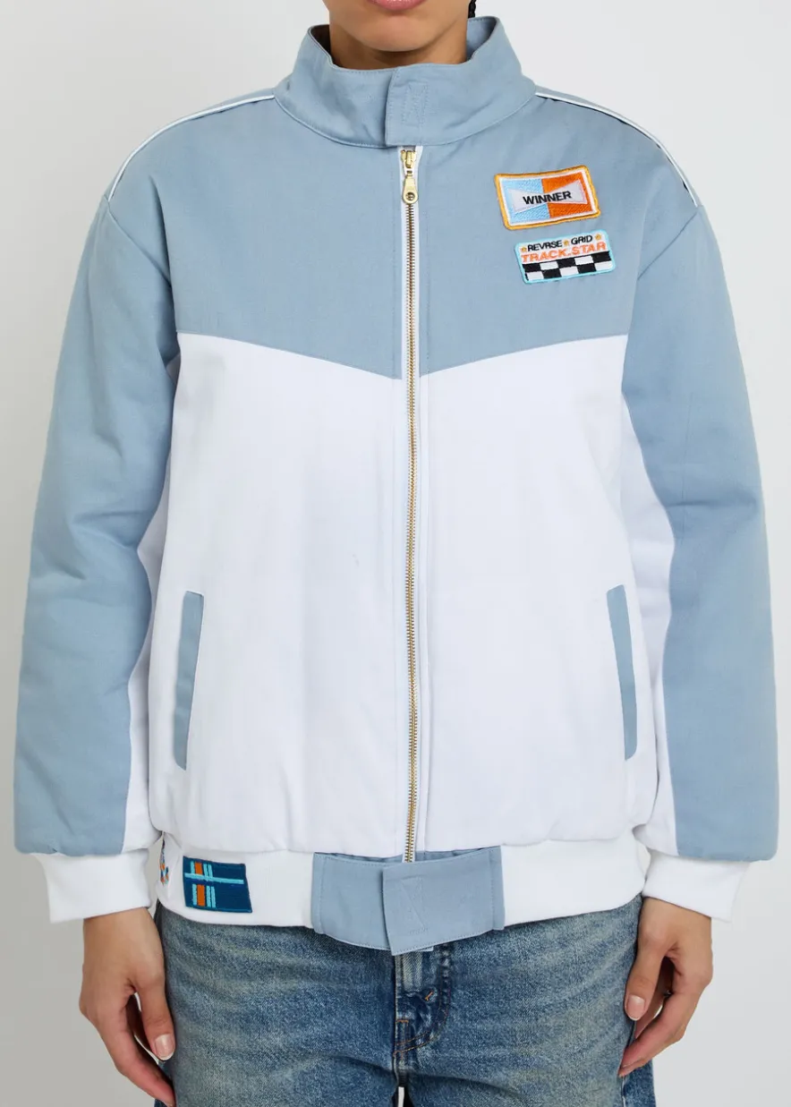 Formula appliquéd padded cotton bomber jacket