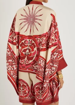 Foulard printed silk-satin blouse