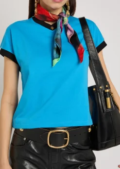 Foulard printed silk twill scarf