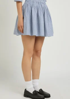 Fousta striped cotton-poplin mini skirt