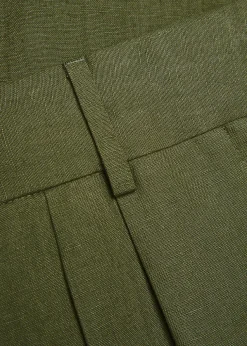 Fox pleated straight-leg linen trousers