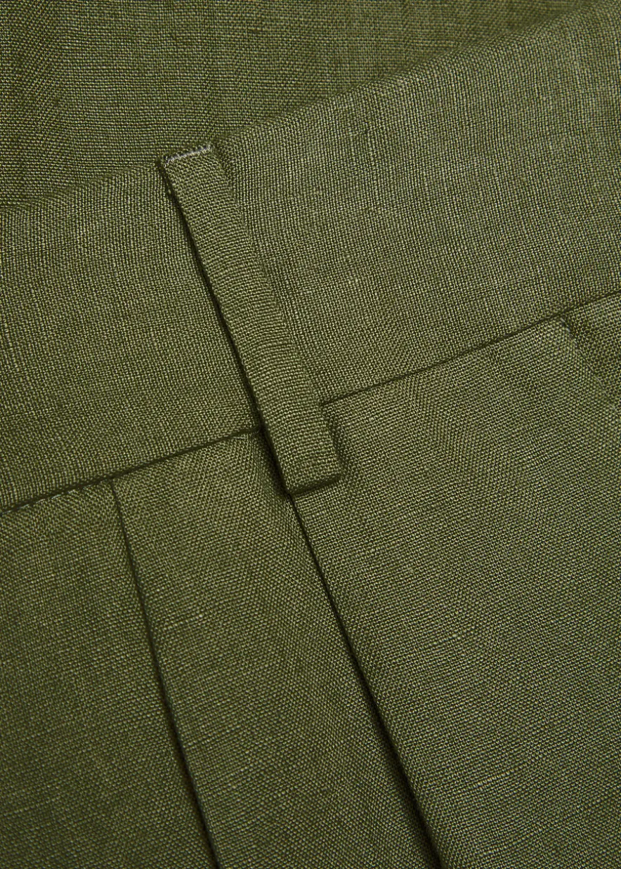 Fox pleated straight-leg linen trousers