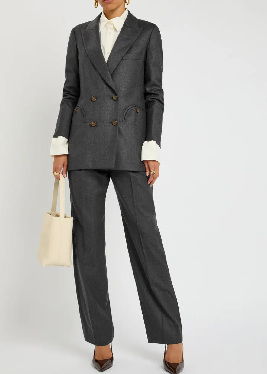 Fox pleated wool trousers