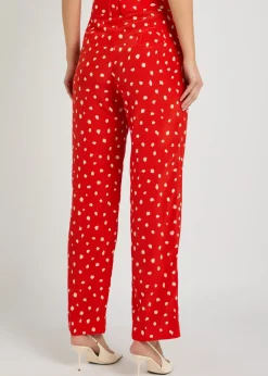 Fox polka-dot straight-leg silk trousers