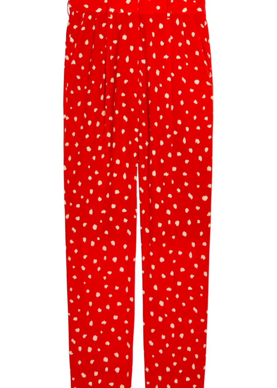 Fox polka-dot straight-leg silk trousers