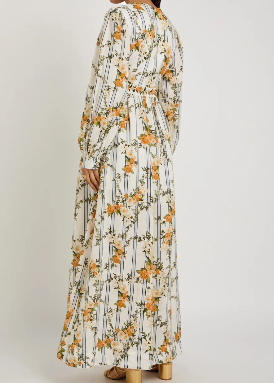 Frambuesa floral-print linen maxi dress