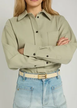 Frame grained leather belt
