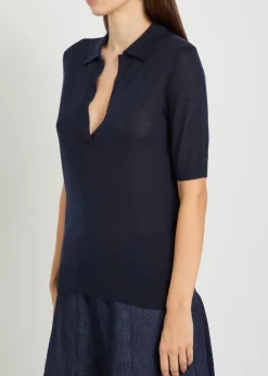 Frank cashmere and silk-blend polo top
