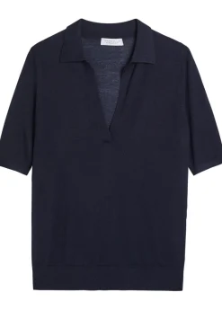 Frank cashmere and silk-blend polo top