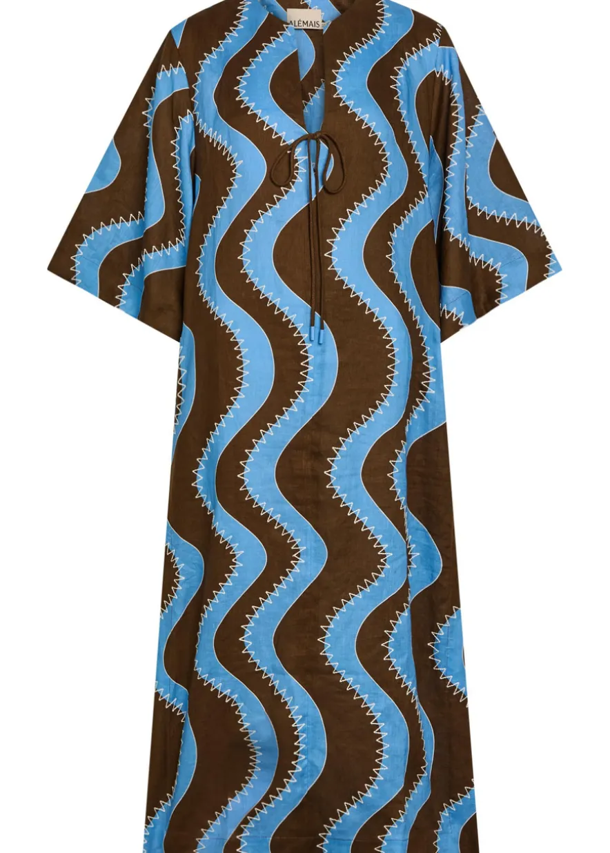 Frankie wavy-print linen midi dress
