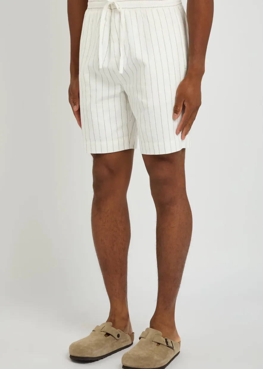 Franklin striped cotton and linen-blend shorts