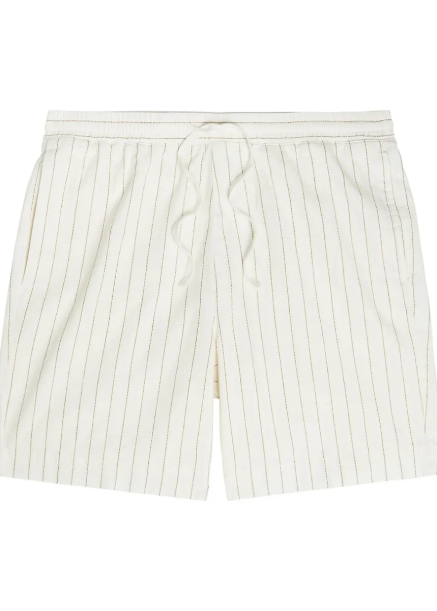 Franklin striped cotton and linen-blend shorts