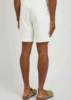 Franklin striped cotton and linen-blend shorts