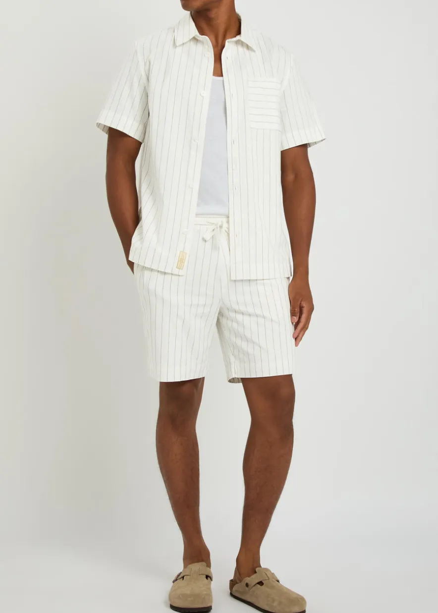 Franklin striped cotton and linen-blend shirt