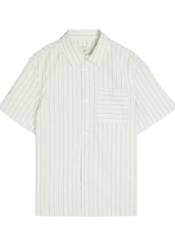 Franklin striped cotton and linen-blend shirt