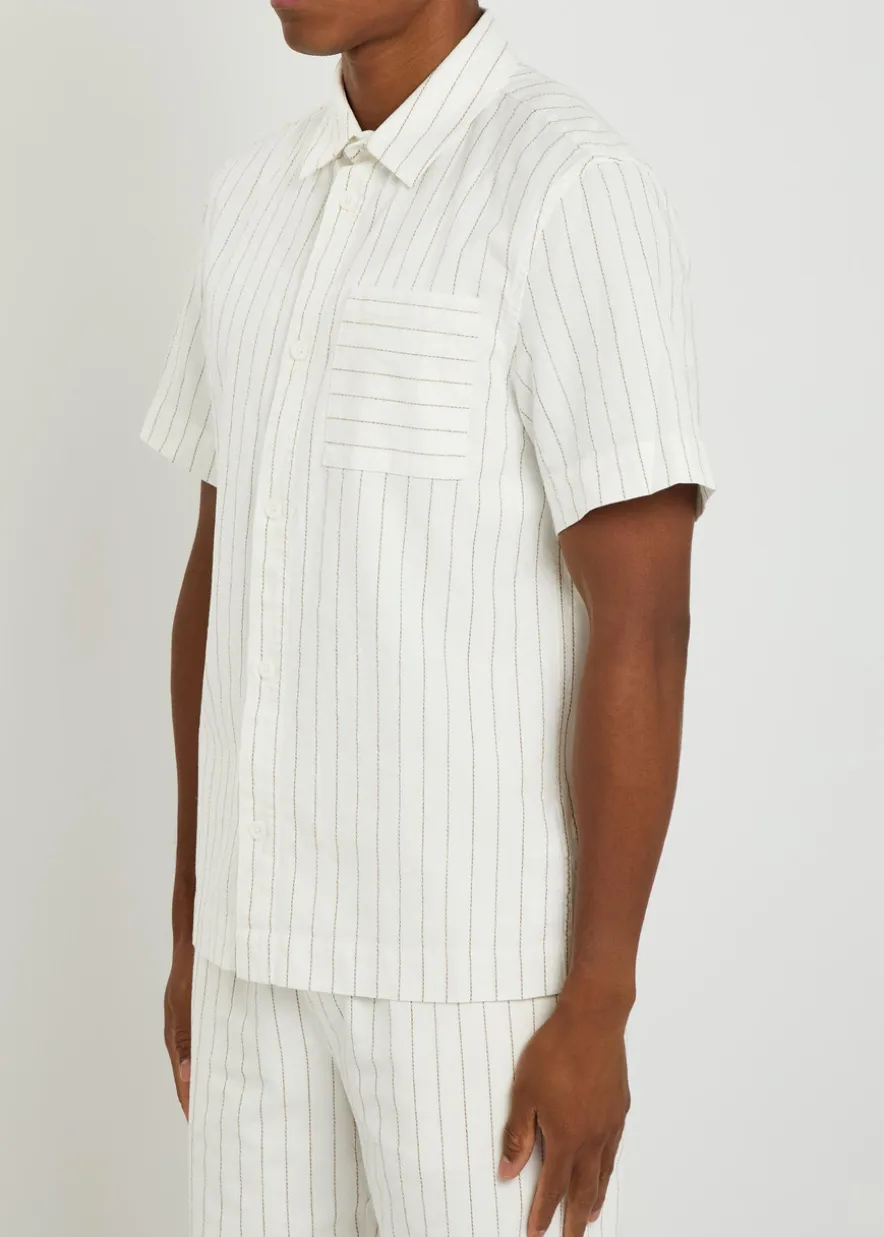 Franklin striped cotton and linen-blend shirt