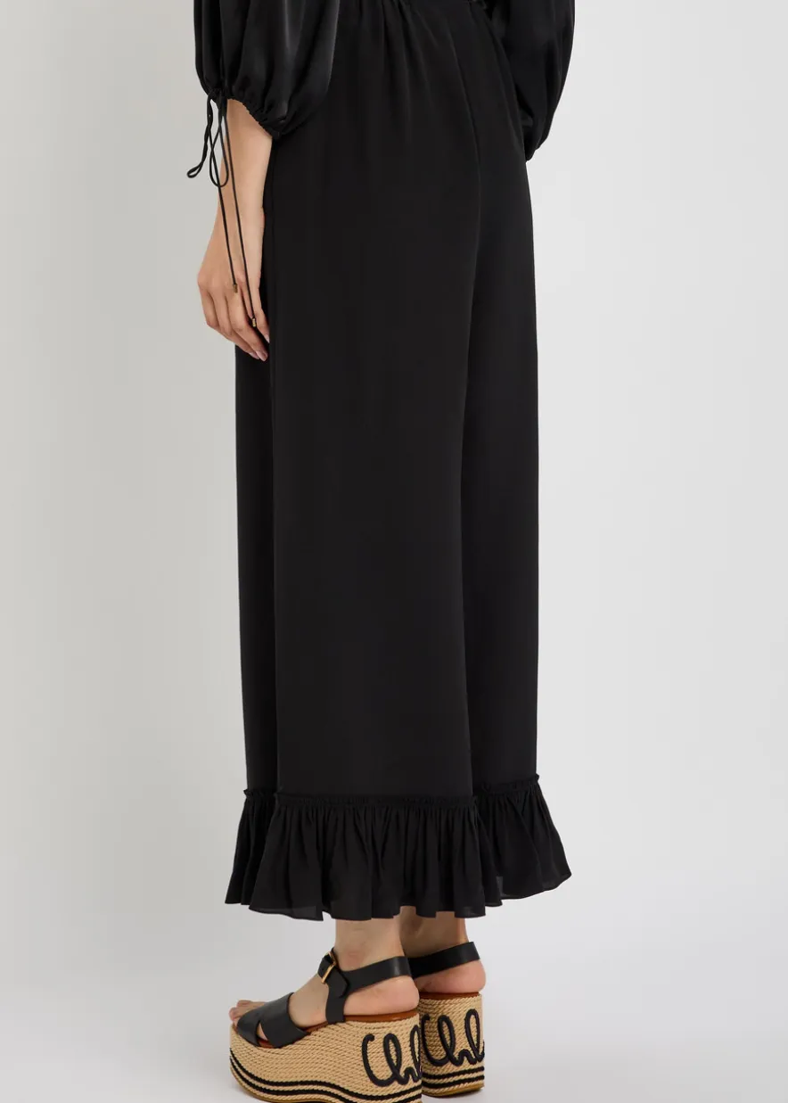 Frill silk-georgette culottes