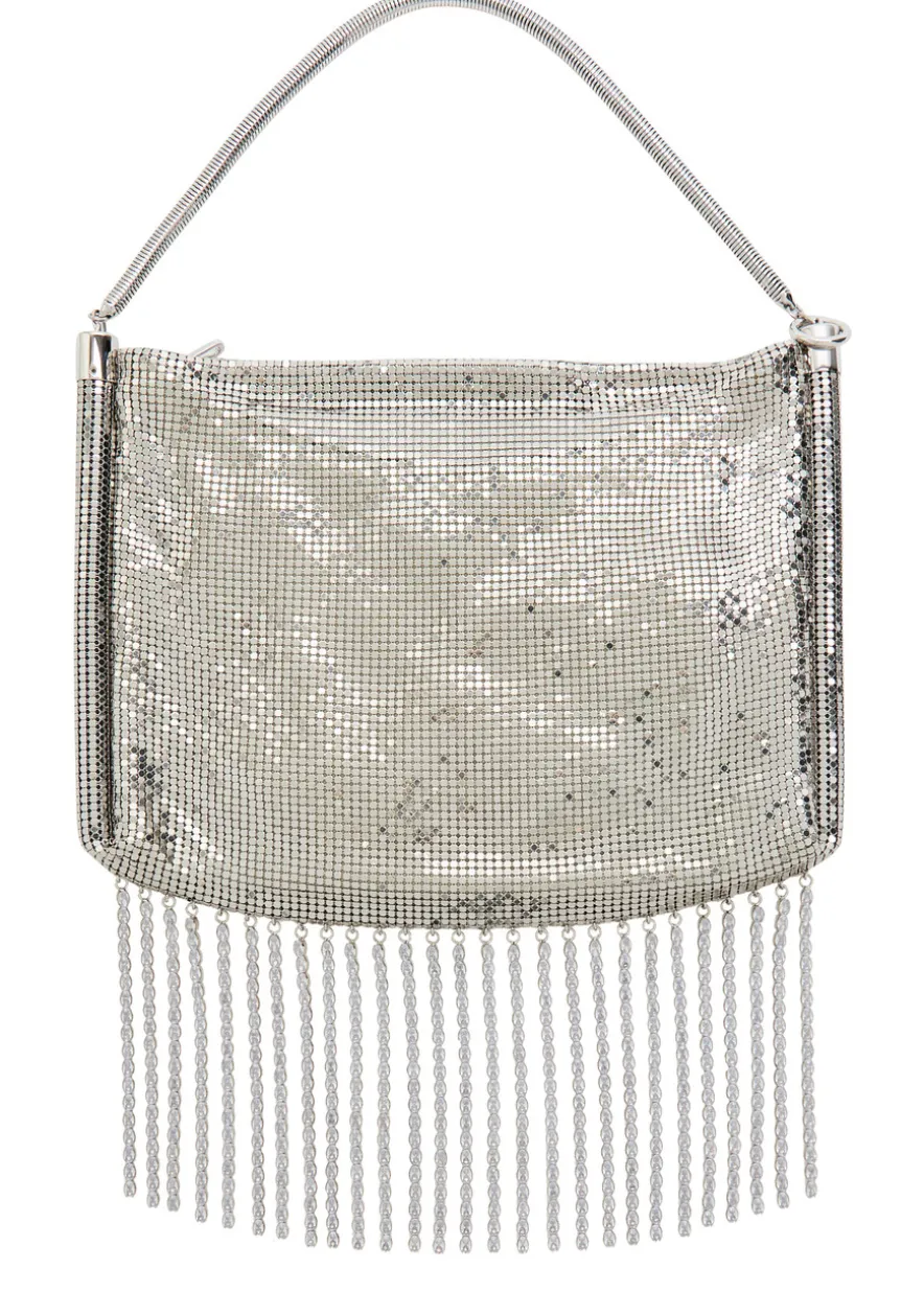 Fringed chainmail shoulder bag