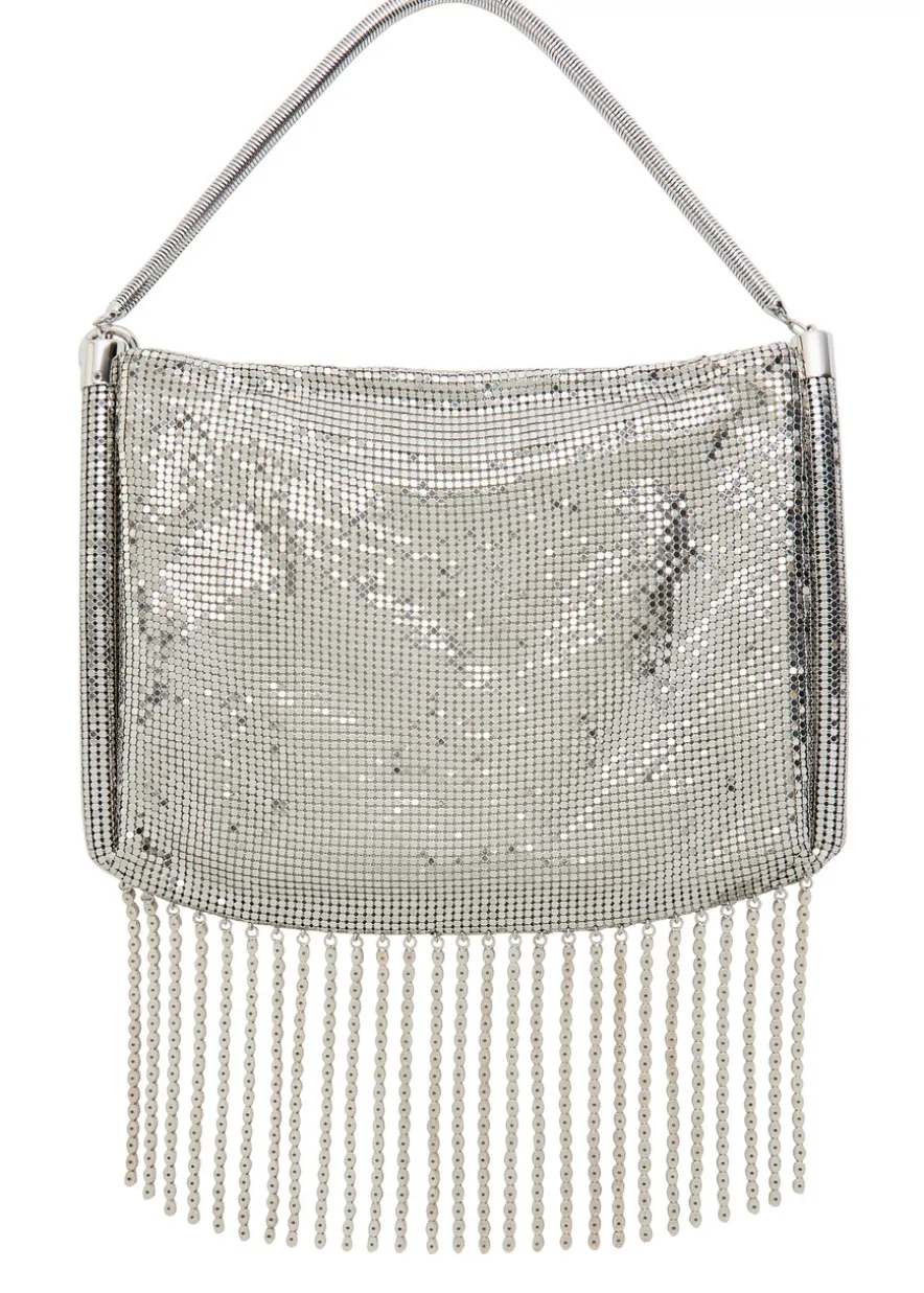 Fringed chainmail shoulder bag