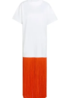 Fringed cotton T-shirt