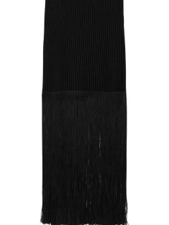 Fringed ribbed-knit skirt