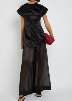 Fringed satin top